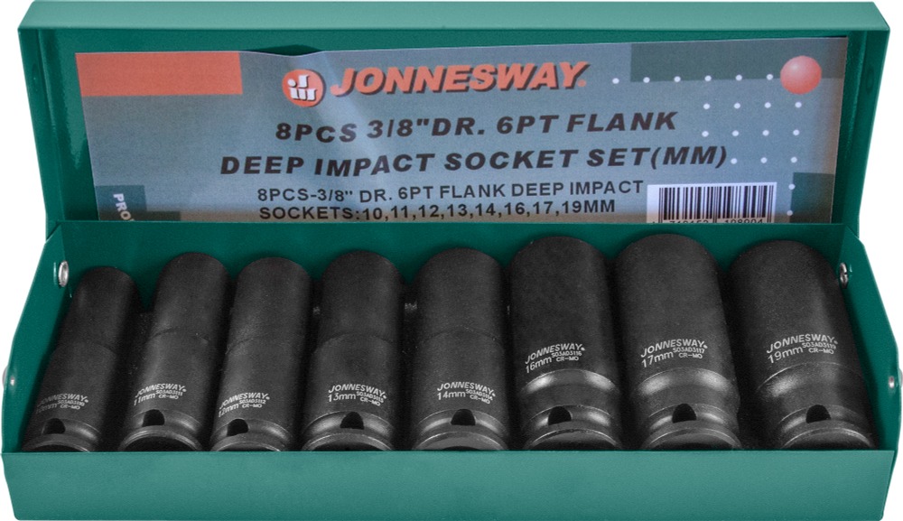 S03AD3108S Набор головок торцевых ударных глубоких 3/8"DR, 10-19 мм, 8 предметов