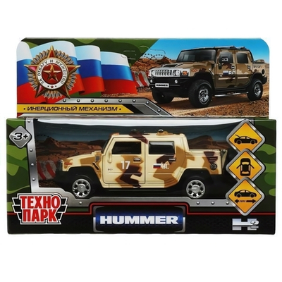 Модель ин. мет. "Hummer H2. Pickup камуфляж" 12см, двер, баг, песочн, в коробка (Технопарк)