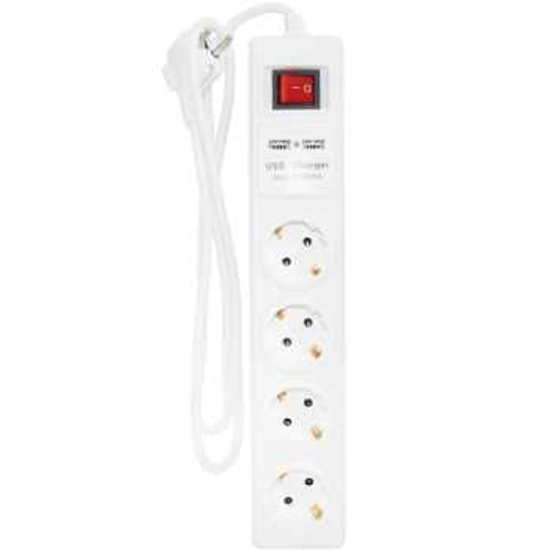 Удлинитель U-4g-1.5m-Z-V-USB с 4 евророзетками и 2 USB-портами (с/з, с/в) 1,5м