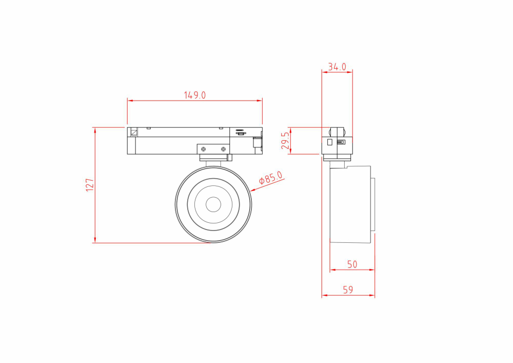 Трековый светильник Technical TR023-1-12B4K