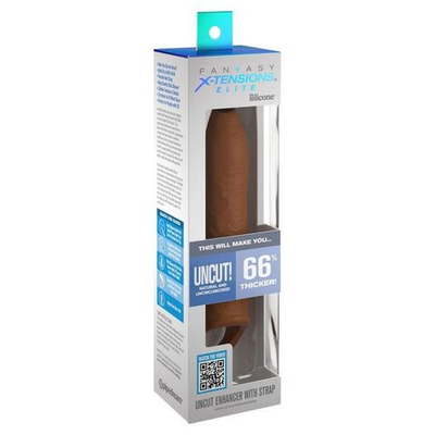 Кофейная насадка-удлинитель Uncut Enhancer with Strap - 20,3 см. (Цвет: кофейный)
