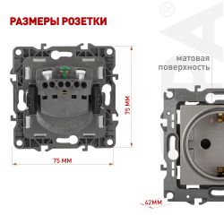 Розетка ЭРА Серия 12 12-2102-16 2P+E Schuko со шторками 16А-250В Эра12 титан | Эра 12
