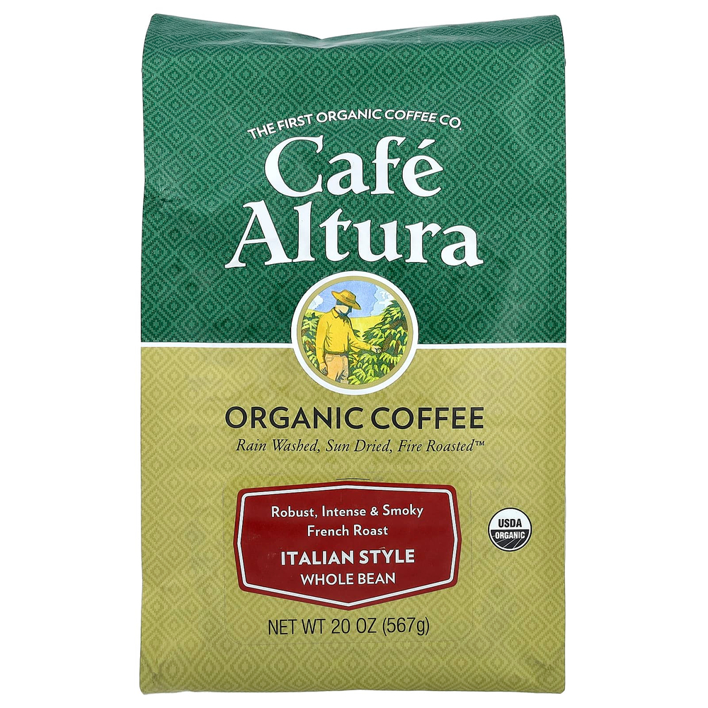 Cafe Altura, органический кофе, итальянский стиль, цельные зерна, французская обжарка, 567 г (20 унций)