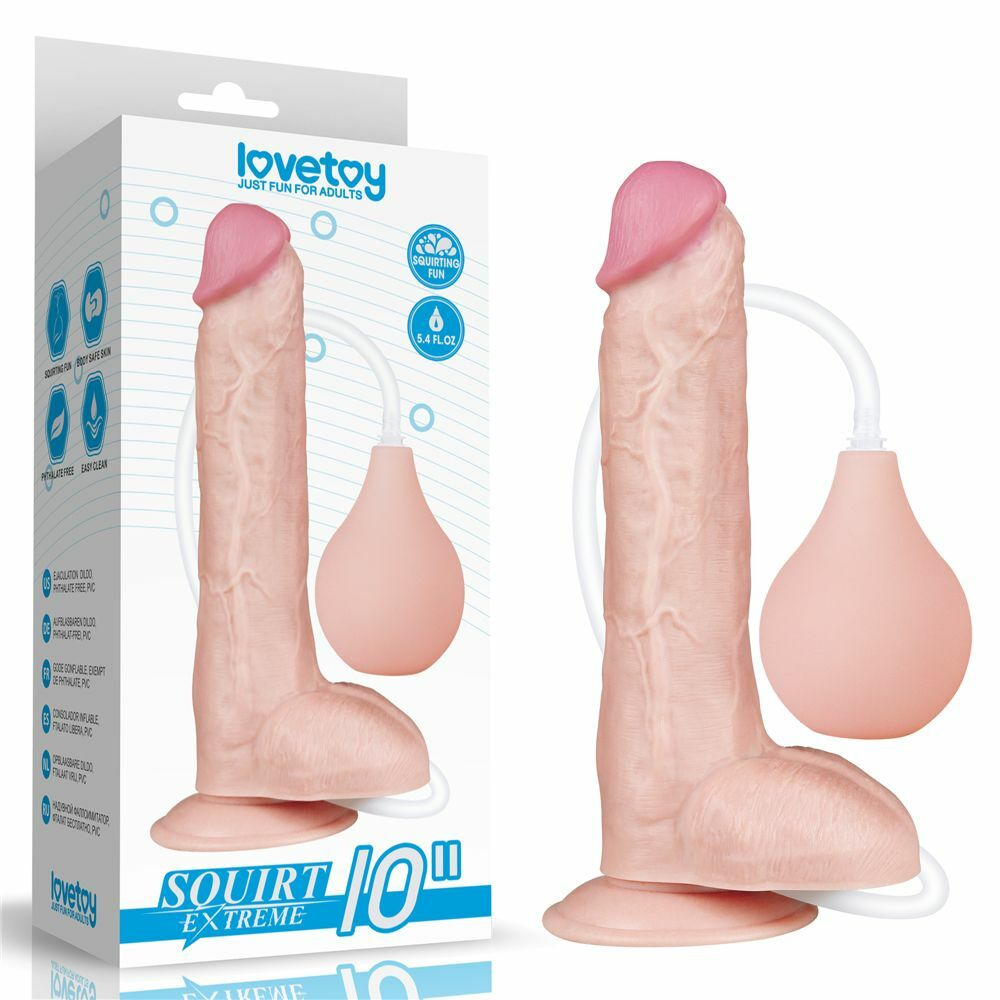 Реалистичный фаллоимитатор с имитацией эякуляции 10 Squirt Extreme Dildo - 25,4 см. (Цвет: телесный)