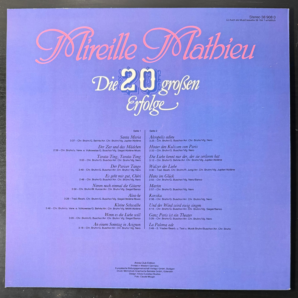 Mireille Mathieu ‎– Die 20 Großen Erfolge (Германия 1979г.)