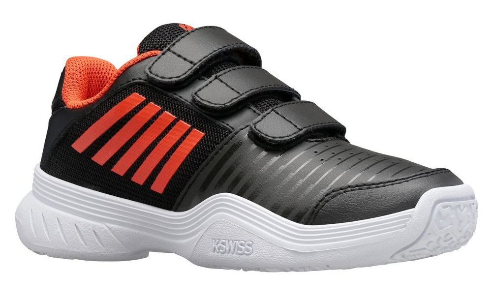 детские Кроссовки теннисные K-Swiss Court Express Strap Omni - jet black/spicy orange/white
