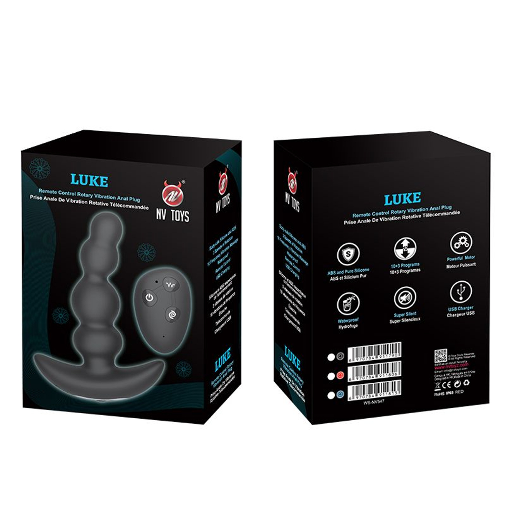 Черная виброёлочка с ротацией и пультом ДУ Luke - 13,3 см. (Цвет: черный)