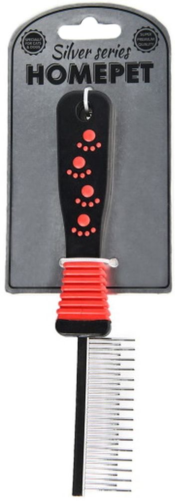Расческа для животных Homepet Silver Series, 31 зуб, с переменными зубьями металлическая, 21х2.5 см