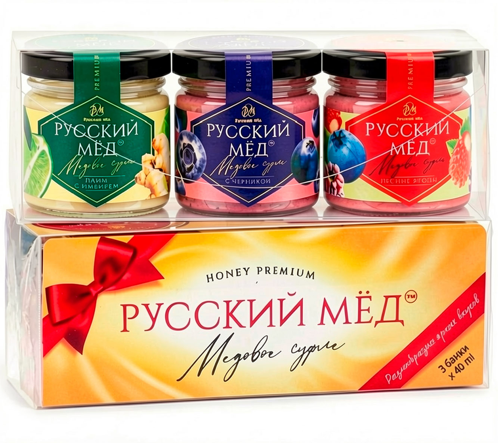 Подарочный набор Русский мёд 40 мл (3 шт.), жёлтый
