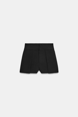 ZARA ШОРТЫ СО СКЛАДКАМИ, ЧЕРНЫЙ