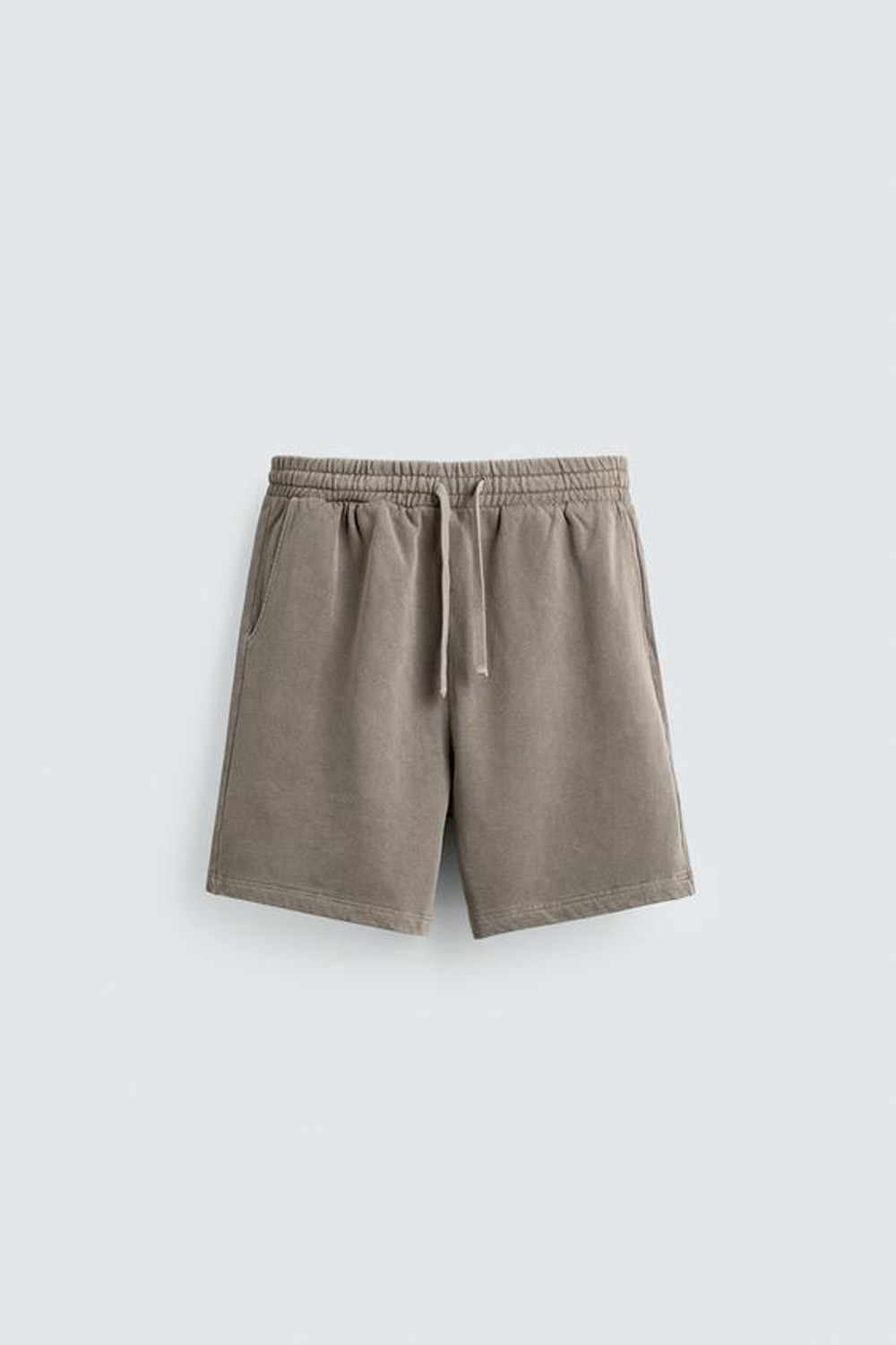 ZARA БАЗОВЫЕ ШОРТЫ-ДЖОГГЕРЫ С ЭФФЕКТОМ ПОТЕРТОСТИ, СЕРЫЙ