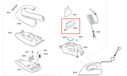Задняя (тыльная) часть корпуса утюга Bosch (Бош) - 651264