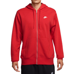 Мужская теннисная толстовка Nike Club Full-Zip Fleece — university red/white