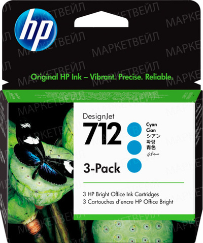 Картридж HP 712 (3ED77A) для DesignJet T650/T630/T250/T230/T210 голубой (3*29 мл)