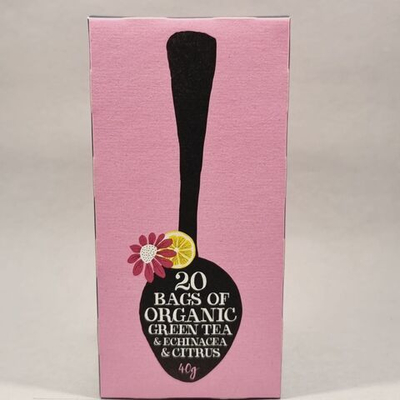 Чай зеленый CLIPPER "Green tea & echinacea & citrus" с эхинацеей и цитрусами 20 пакетиков 40 г (из Финляндии)