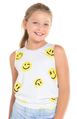Футболка для девочки теннисная Lucky in Love Novelty Print Smiles For Miles Tie Back Tank - разноцветный