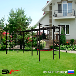 Уличная шведская стенка Sv Sport рукоход х 2 с комплектом турник прямой 2шт У52377.1 (Турник/Брусья/Гнездо 100см/Кронш бокс/Сетка)