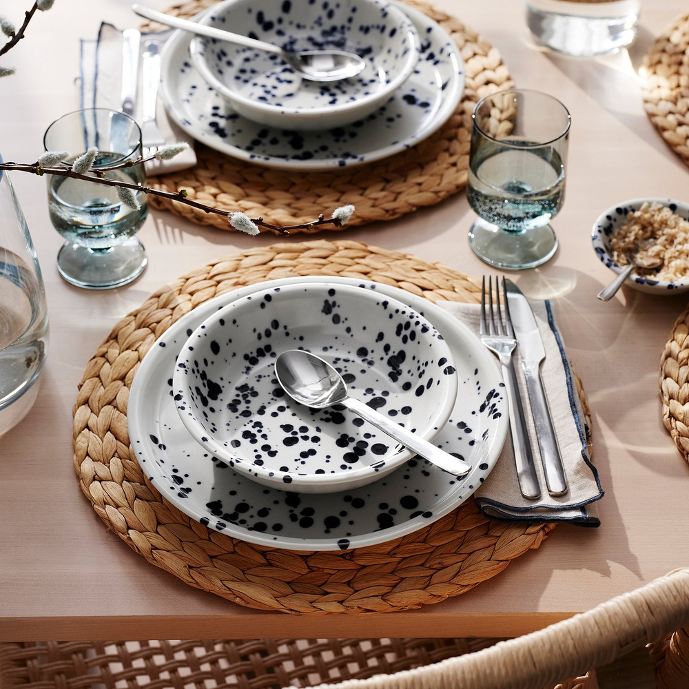 IKEA SILVERSIDA  (ИКЕА СИЛВЕРСИДА)  -  Тарелка глубокая - с рисунком/синий 19 см