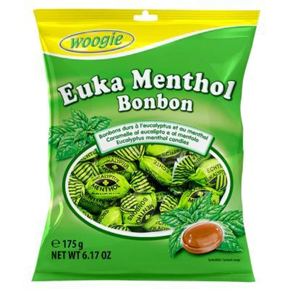 Карамель WOOGIE "EUKA MENTHOL Bonbon" с ментолом и эвкалиптом 175 г (из Финляндии)