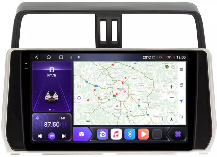 Магнитола для Toyota Land Cruiser Prado 150 2017-2023 - Kuberg OL-1680 QLed+2K, Android 12, Быстрая, CarPlay, 4G SIM-слот