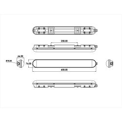 Линейный светодиодный светильник ЭРА SPP-201-0-65K-018 18Вт 6500К IP65 600 матовый | Линейные светодиодные светильники IP65