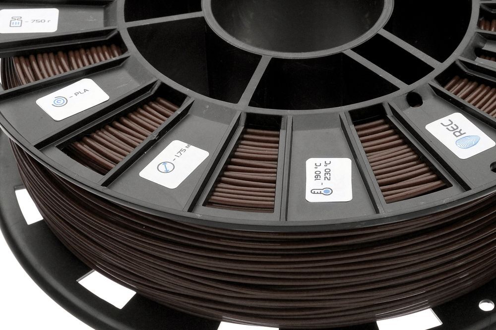PLA пластик 1,75 для 3D принтера REC коричневый 0,75 кг