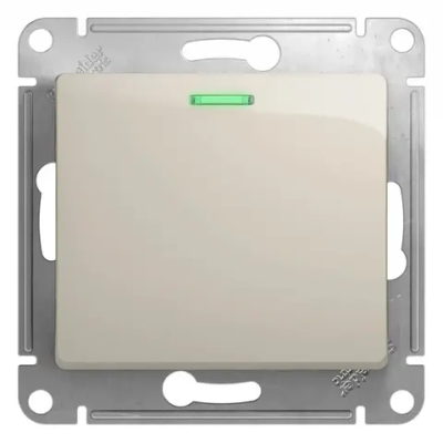 GLOSSA 1-клавишный ПЕРЕКЛЮЧАТЕЛЬ с подсветкой, сх.6а, 10AX, механизм, МОЛОЧНЫЙ