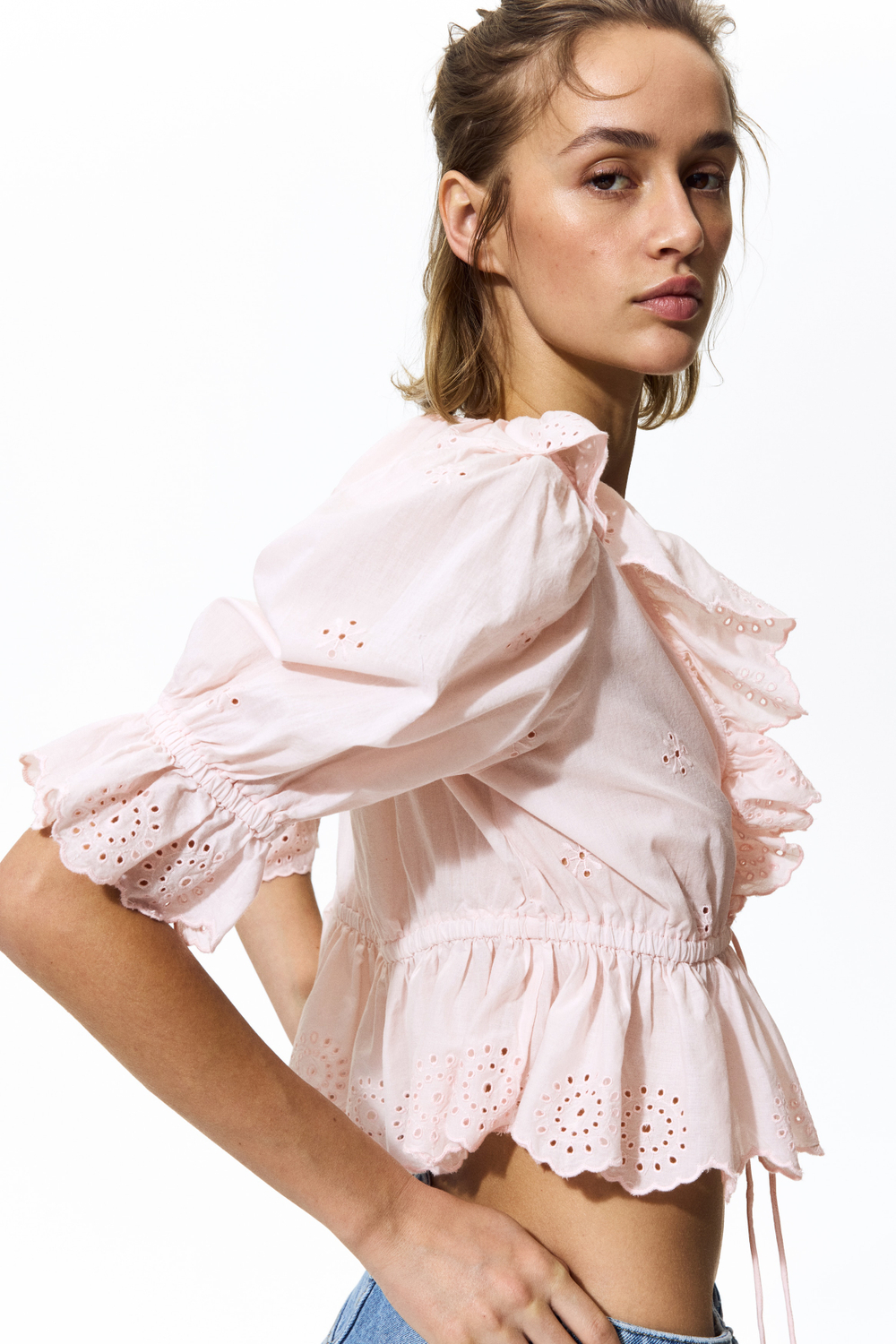 Хлопковая блузка с вышивкой - H&M