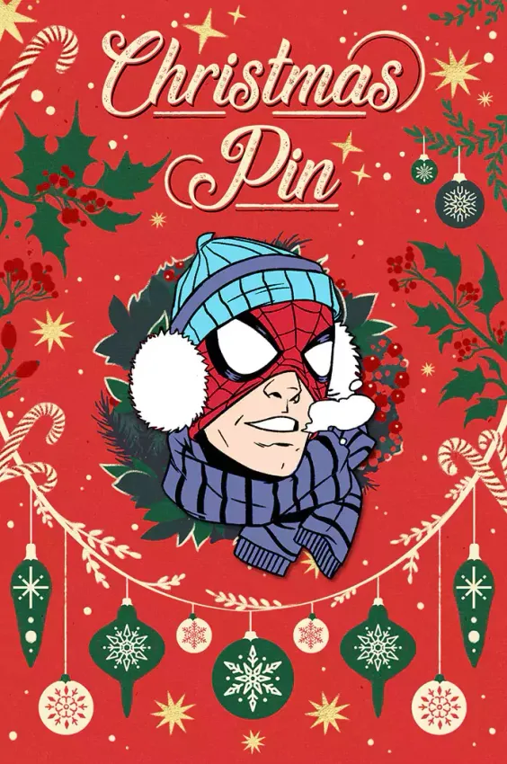 Металлический пин "Christmas Spider-Man"