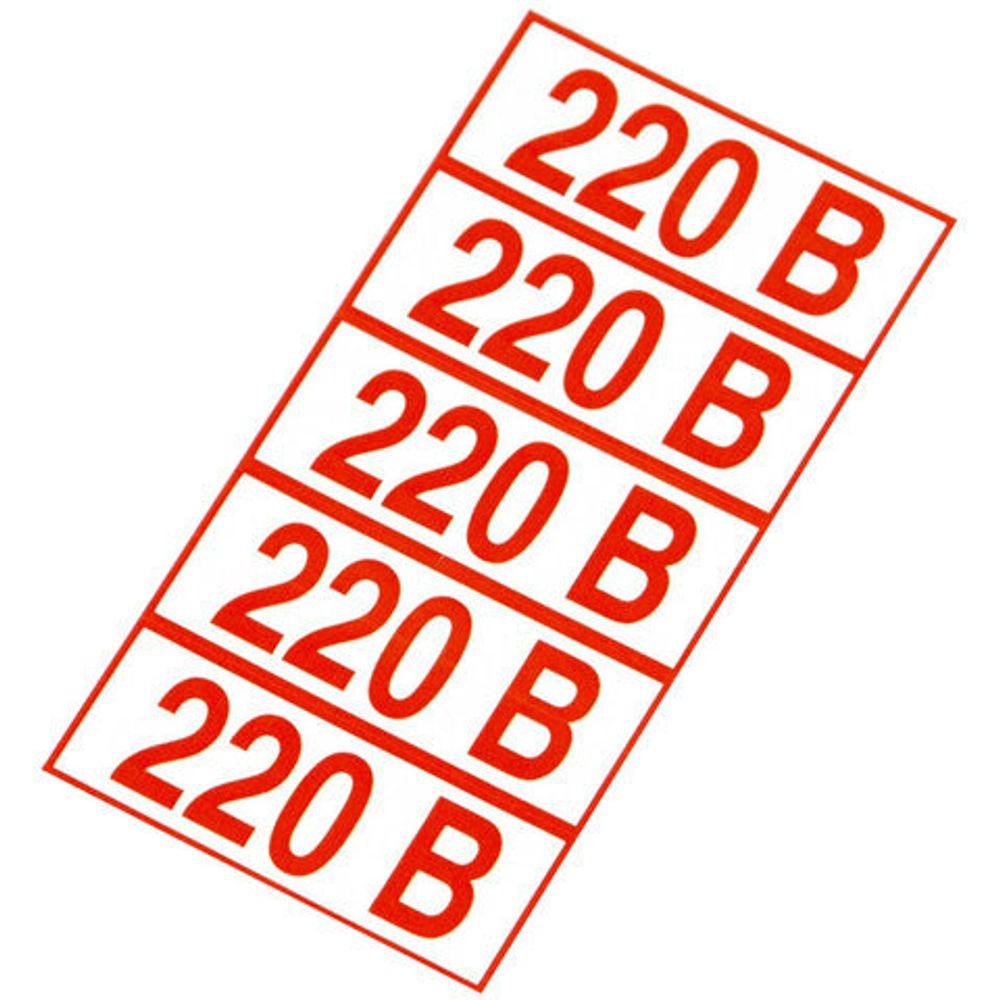 Знак электробезопасности "Указатель напряжения 220 В", КОМПЛЕКТ 20 штук, 20х50 мм, пленка, Z05