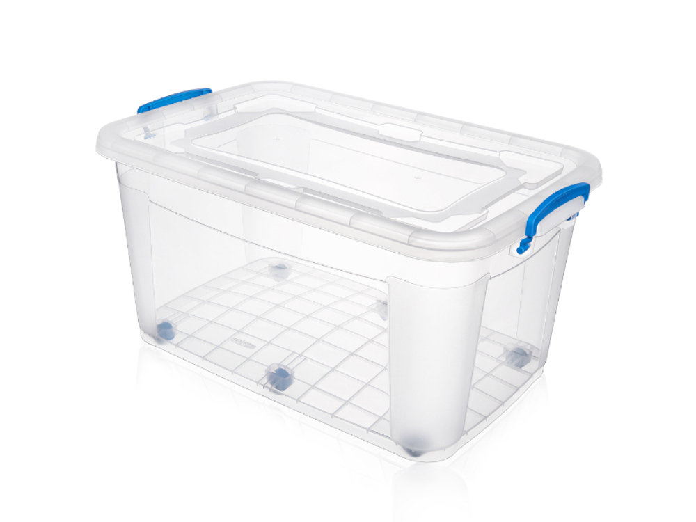 (376ЭЛЬФ пласт) контейнер с защелками Storage Box/Сторэдж Бокс 50л на колёсах