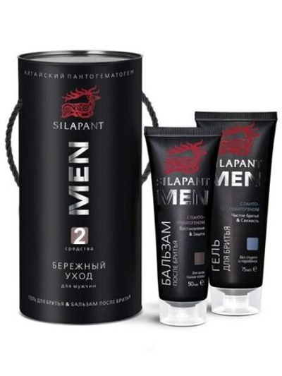 Силапант MEN Подарочный набор для бритья "Бережный уход" (гель/бритья, бальзам после бритья), Две линии