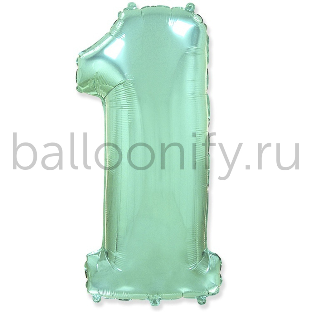 Шар ЦИФРА 1 Пастель Mint 40" 102 см