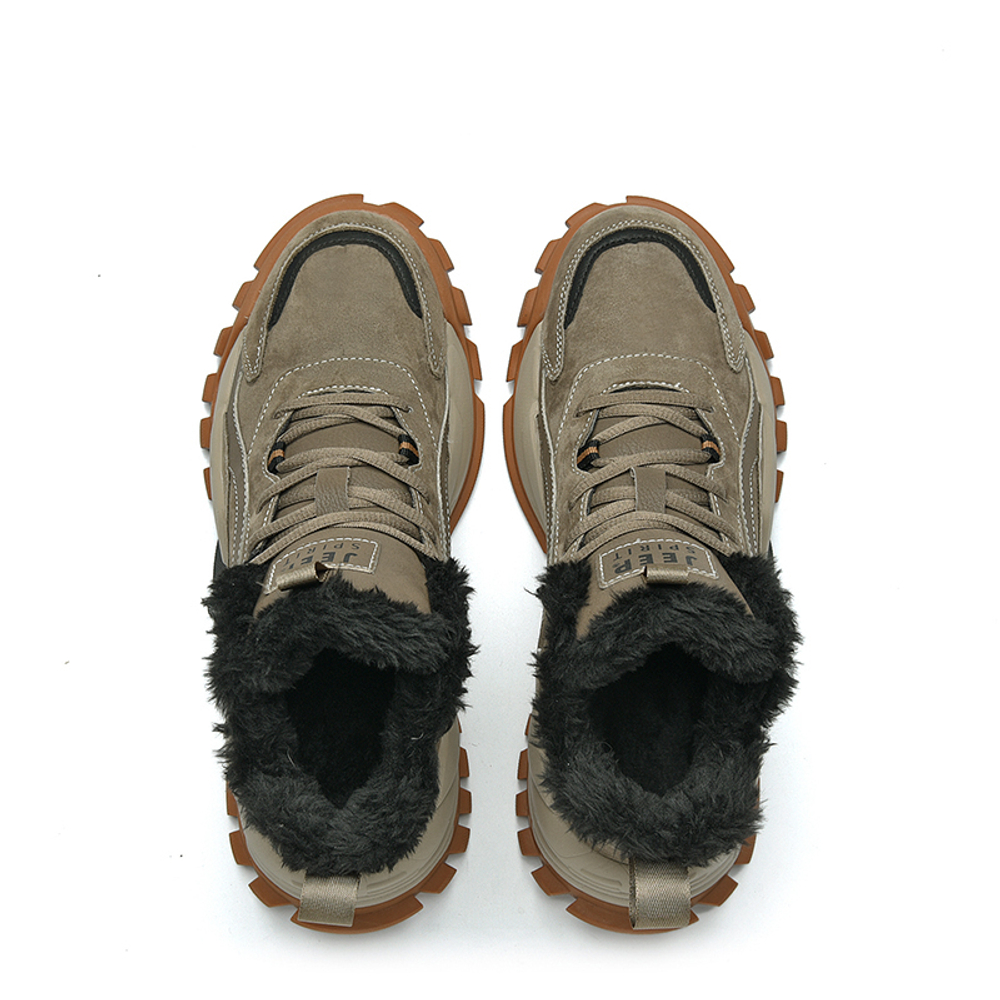 JEEP SPIRIT Black Myth Thermal Waterproof Abrasion Resistant Height Increasing Short Mid Calf Outdoor Boots Men"s