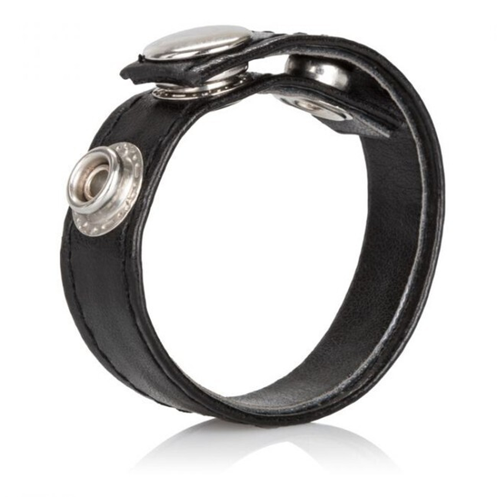Кожаное эрекционное кольцо Leather 3-Snap Ring (Цвет: черный)