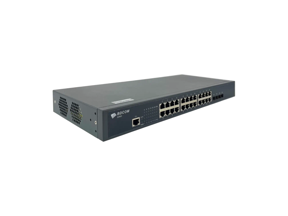 Управляемый коммутатор BDCOM S2900, 24 RJ45 1Гбит/с, 4 SFP+ 10Гбит/с, L3