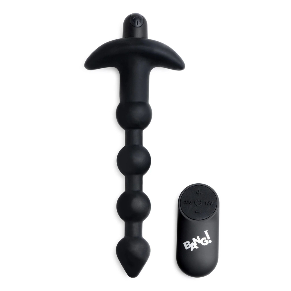 Черные анальные бусы с вибрацией и пультом ДУ 28X Remote Control Vibrating Silicone Anal Beads - 19 см. (Цвет: черный)