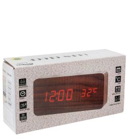 ЯЛ-07-09/ 5 Часы электронные (жёлтое дерево с синей подсветкой)