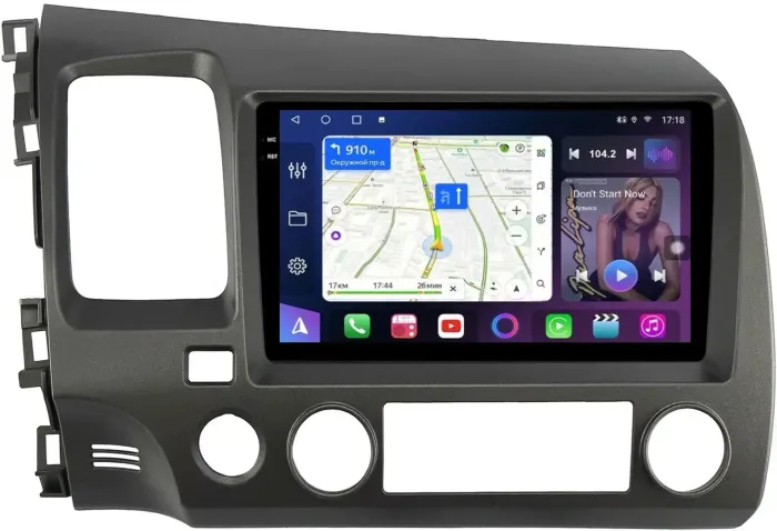 Магнитола для Honda Civic 8 4d 2005-2012 (левый руль) - FarCar S400-TS18 монитор 9.5" QLED на Android 14, CarPlay, 4G SIM-слот