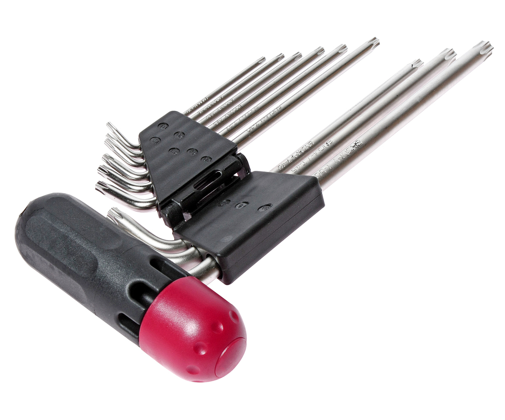 Набор ключей TORX T10Н-Т50H Г-образных с отверстием 9 предметов JTC