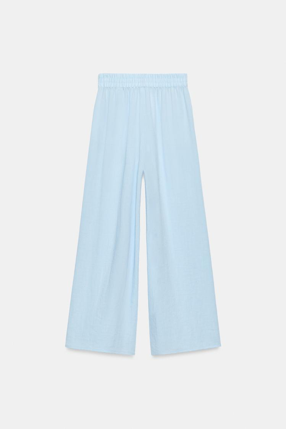 ZARA ШИРОКИЕ БРЮКИ С ЭЛАСТИЧНЫМ ПОЯСОМ, НЕБЕСНО-ГОЛУБОЙ