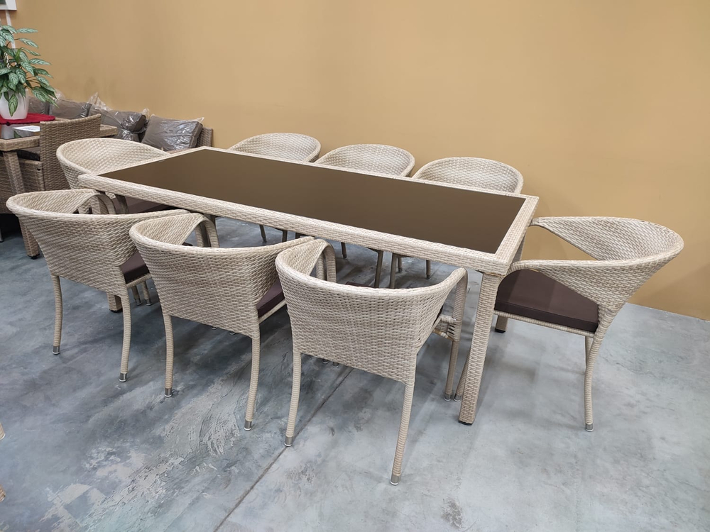 Обеденная мебель из искусственного ротанга комплект  СИЦИЛИЯ "SICILY" 8 персон Wood