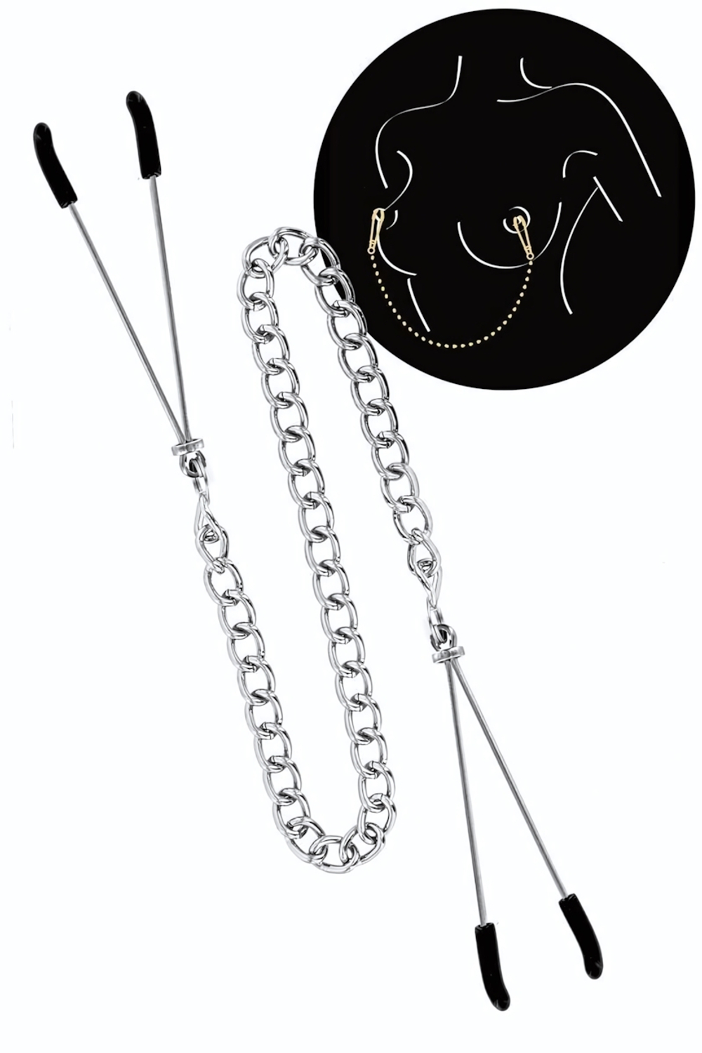 Регулируемые зажимы для сосков Sweet Caress Nipple Chain (Цвет: серебристый)