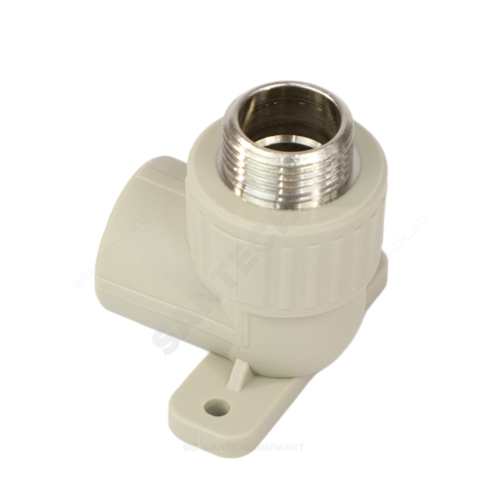 Угольник PP-R комбинированный серый Дн 20х3/4" НР с креплением VALFEX 10121120Г