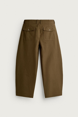 ZARA БРЮКИ BALLOON FIT, ТЕМНО-ОЛИВКОВЫЙ