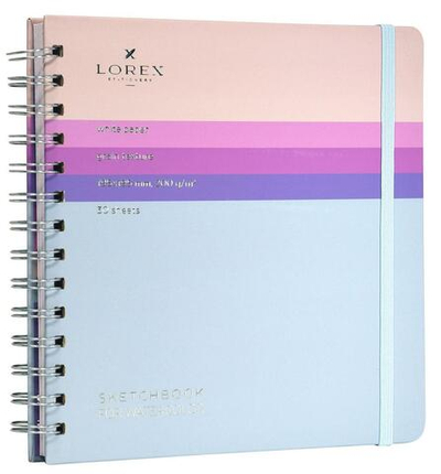 Скетчбук 195х195мм. 30л. "Lorex curly aquarelle gradient touch" 200г/м2 тонированная бумага, тв.облистер