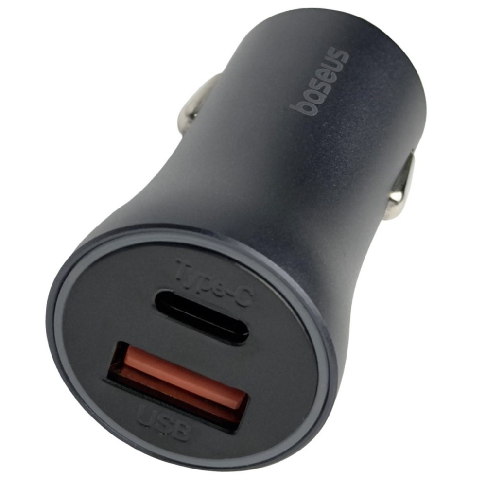 Автомобильное заряд. устр. Baseus Golden Contactor 1USB/1C с каб. Type-C (TZCCJD-0G) серое