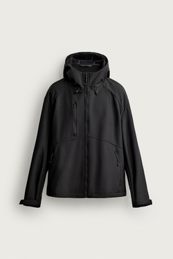 ZARA КУРТКА ИЗ ВЫСОКОТЕХНОЛОГИЧНОЙ ТКАНИ С ФЛИСОВОЙ ПОДКЛАДКОЙ, ЧЕРНЫЙ