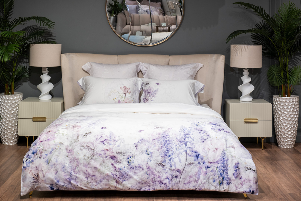 Постельное белье 1.5 спальное Garda Decor Фиори сиренево-белое