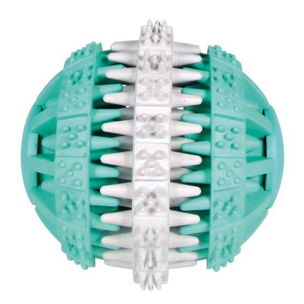 Мяч Denta Fun, 7,5 см, резина, белый/зелёный, Trixie